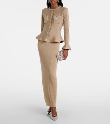 Crystal-embellished peplum lamé maxi dress | Self-Portrait