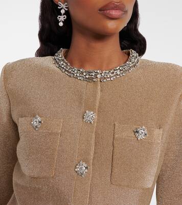 Crystal-embellished peplum lamé maxi dress | Self-Portrait