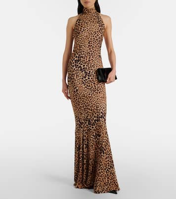 Printed turtleneck jersey gown | Norma Kamali