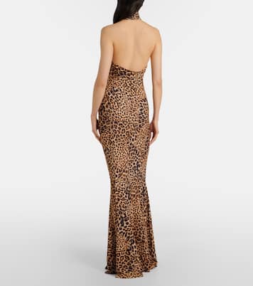 Printed turtleneck jersey gown | Norma Kamali