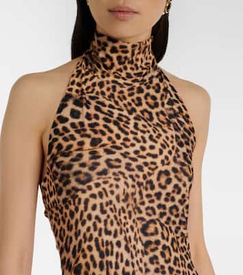 Printed turtleneck jersey gown | Norma Kamali