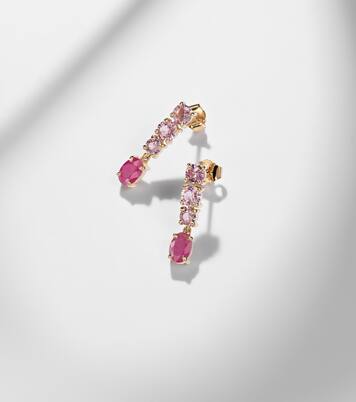 14kt gold (585/1000) earrings with pink sapphire and ruby | Stone and Strand