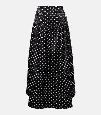 Polka-dot satin maxi skirt | Ganni