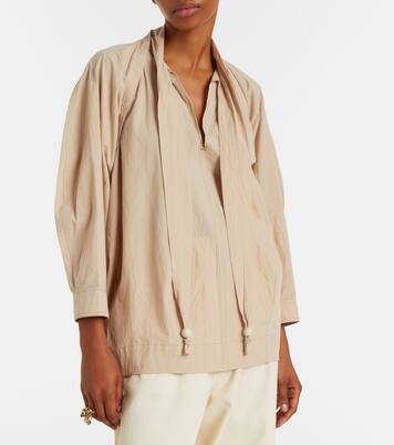 Tie-neck cotton crêpe blouse | Lemaire