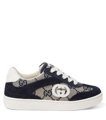 G74 GG Canvas suede-trimmed sneakers | Gucci Kids