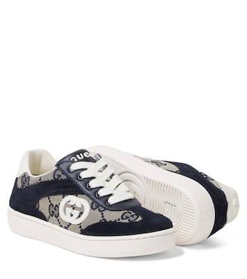 G74 GG Canvas suede-trimmed sneakers | Gucci Kids