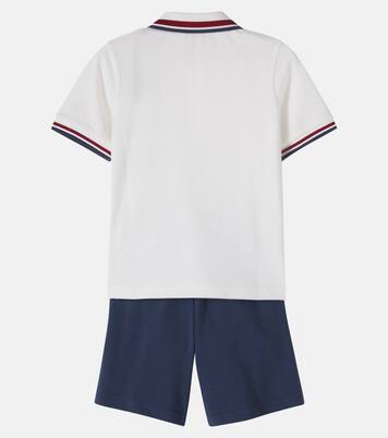 Cotton piqué polo shirt and shorts set | Moncler Enfant