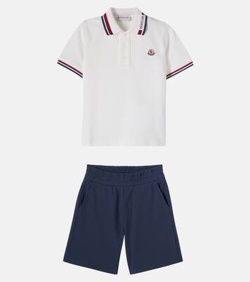 Cotton piqué polo shirt and shorts set | Moncler Enfant