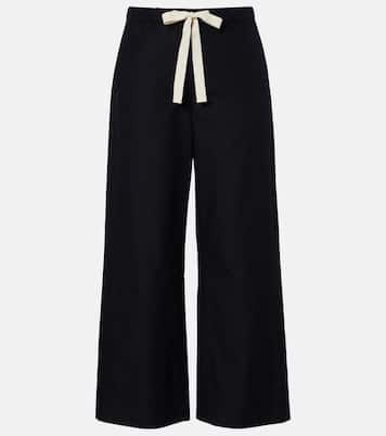 Pantaloni cropped Argento in cotone a gamba larga | 'S Max Mara