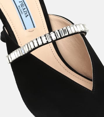 Mules in suede con cristalli | Prada