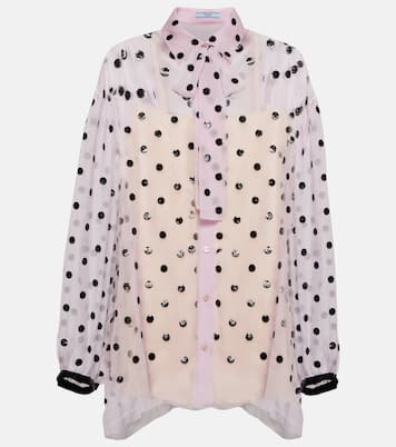 Camicia in chiffon di seta con ricamo | Prada