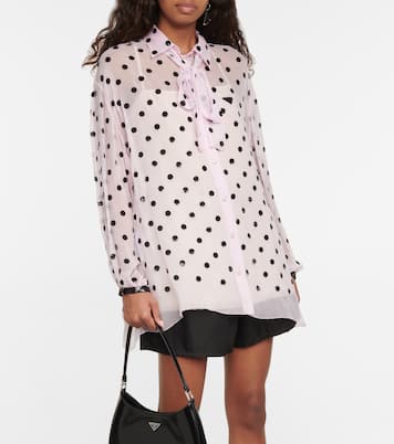 Camicia in chiffon di seta con ricamo | Prada