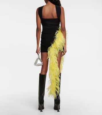 Feather-trimmed knitted miniskirt | The Attico