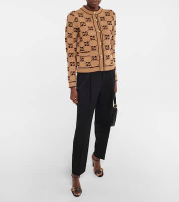 Cardigan in jacquard di lana GG | Gucci