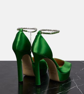 Pumps Saeda 125 in raso con cristalli | Jimmy Choo