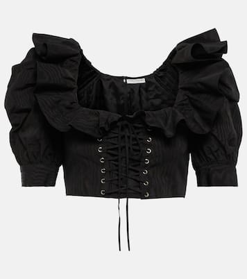 Lace-up ruffle-trimmed cropped top | Alessandra Rich