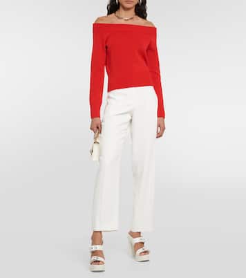 Pantaloni slim in crêpe a vita media | McQueen