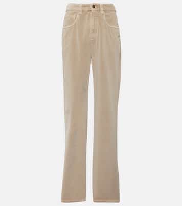 Gerade Mid-Rise-Hose aus Baumwollsamt | Brunello Cucinelli