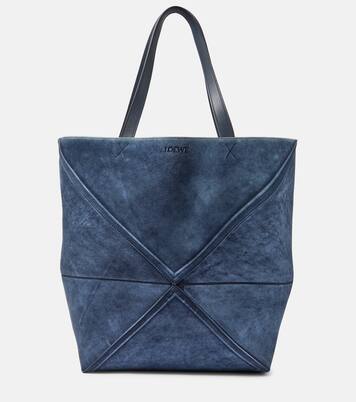 Blue suede tote outlet