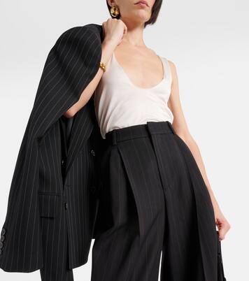 Chalk stripe wool-blend wide-leg pants in black - Saint
