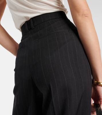 Chalk stripe wool-blend wide-leg pants in black - Saint