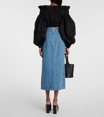 Bow-detail ruffled cotton crop top | Patou