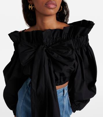 Bow-detail ruffled cotton crop top | Patou