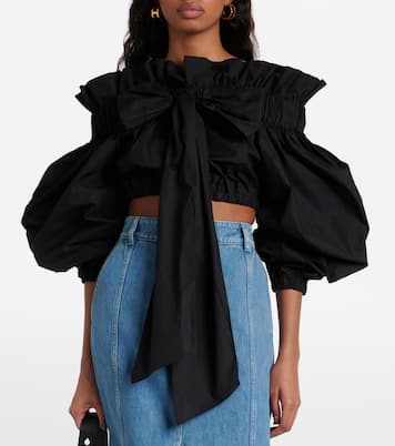 Bow-detail ruffled cotton crop top | Patou