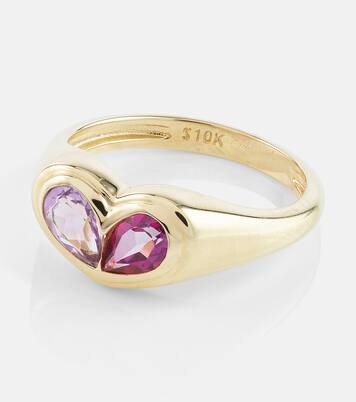Bague Lavender Haze en or 10 ct, améthyste et topaze | Stone and Strand