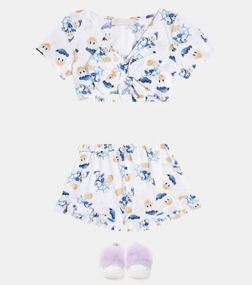 Top cropped e shorts in cotone | Monnalisa