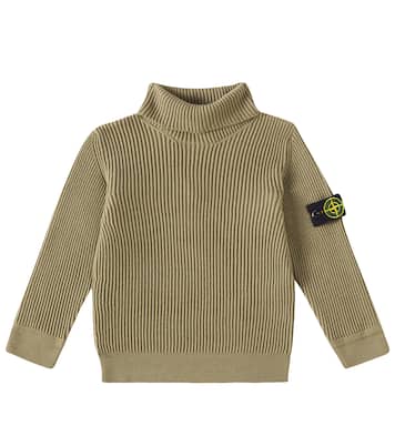 Compass ribbed-knit wool turtleneck sweater | Stone Island Junior