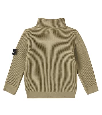 Compass ribbed-knit wool turtleneck sweater | Stone Island Junior