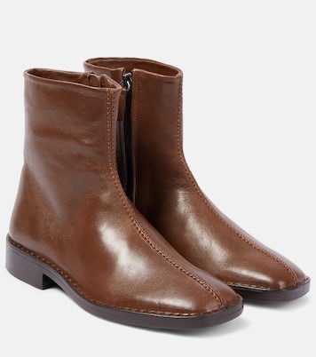 Piped Zipped leather ankle boots | Lemaire