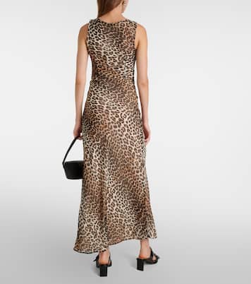 Abito lungo in chiffon con stampa | Ganni