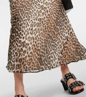 Abito lungo in chiffon con stampa | Ganni
