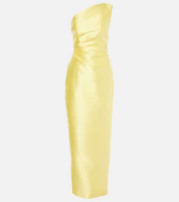 Kira one-shoulder twill maxi dress | Solace London