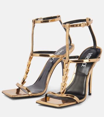 Sandales V2025 Chain en cuir métallisé | Versace