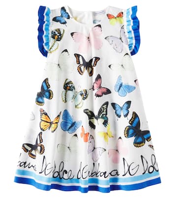 Bedrucktes Kleid aus Baumwollpopeline | Dolce&Gabbana Kids