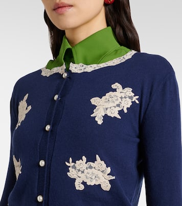 Lace-trimmed virgin wool cardigan | Valentino