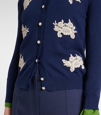 Lace-trimmed virgin wool cardigan | Valentino