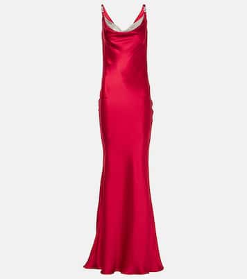 Abito lungo in raso di seta | Versace