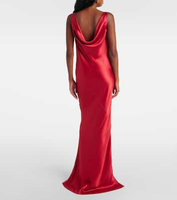 Abito lungo in raso di seta | Versace