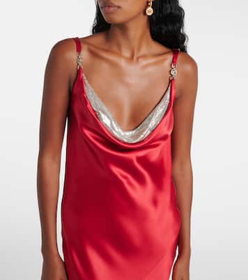 Abito lungo in raso di seta | Versace