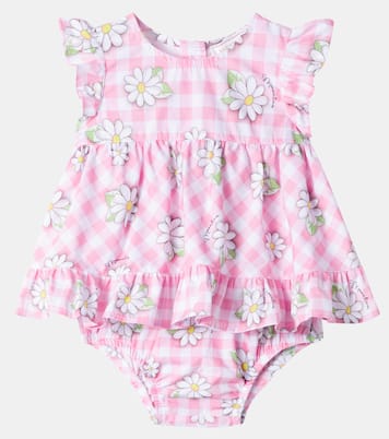 Baby cotton poplin dress and bloomers set | Monnalisa