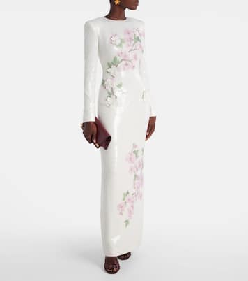 Embroidered sequined jersey gown | Oscar de la Renta