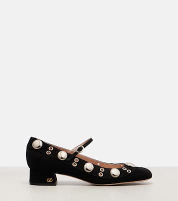 Verzierte Mary-Jane-Pumps Nellcôte aus Veloursleder | Valentino Garavani