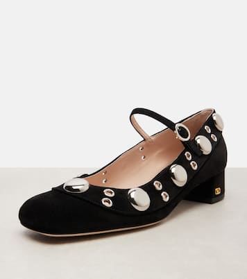 Verzierte Mary-Jane-Pumps Nellcôte aus Veloursleder | Valentino Garavani