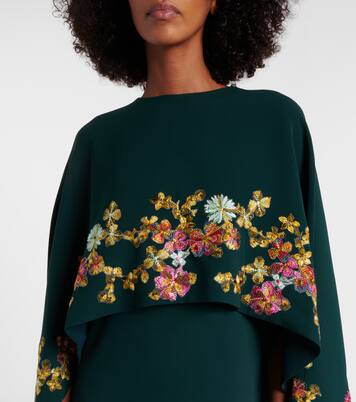 Caped embellished crêpe gown | Costarellos