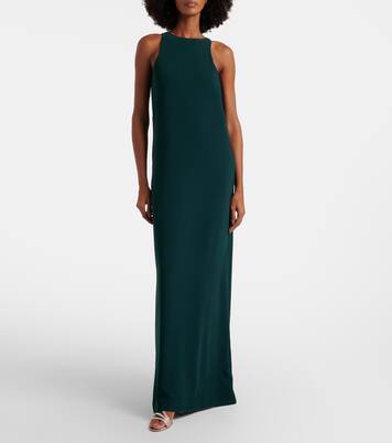 Caped embellished crêpe gown | Costarellos