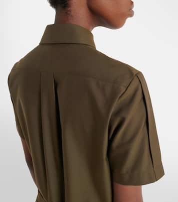 Abito chemisier in misto cotone plissé con cintura | Loewe